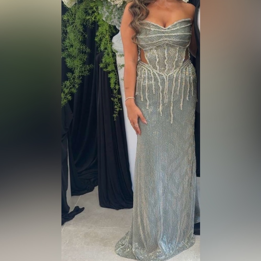 Elegant Silver Sequin Gown